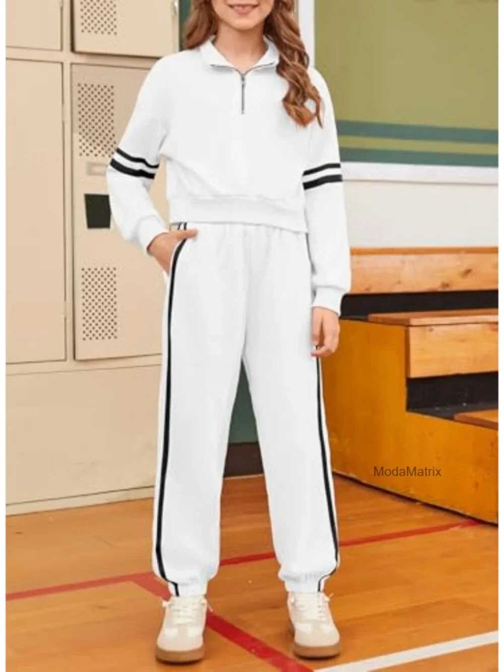 Tween Girls Crop Sweatsuit 2 Piece Set Half Zip Top with Pants Fall